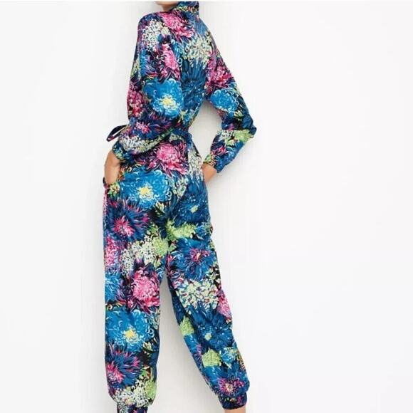 NWOT Victoria's Secret VS Mary Katrantzou Jumpsuit Floral Blue Long Slee… - Picture 2 of 8